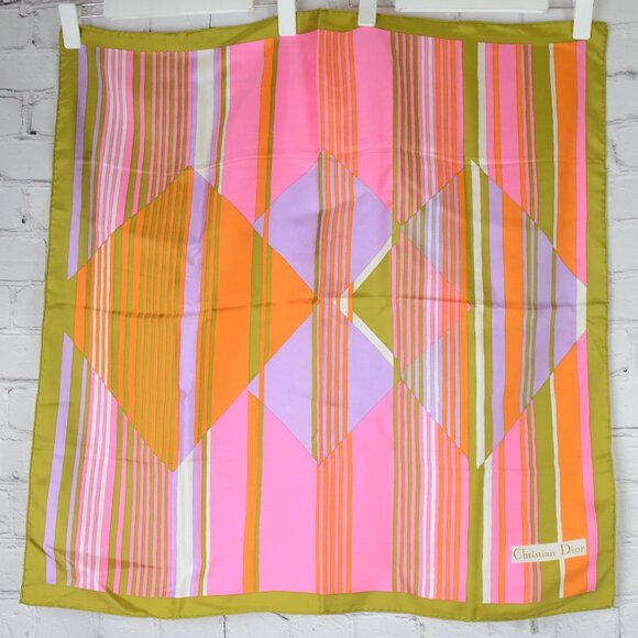 VTG DIOR Geometric Silk Twill Scarf - Picture 2 of 14